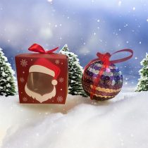 Globuleț cu paiete nr. 14 – glob decorativ cu paiete, diametru 10 cm, ambalat în cutie