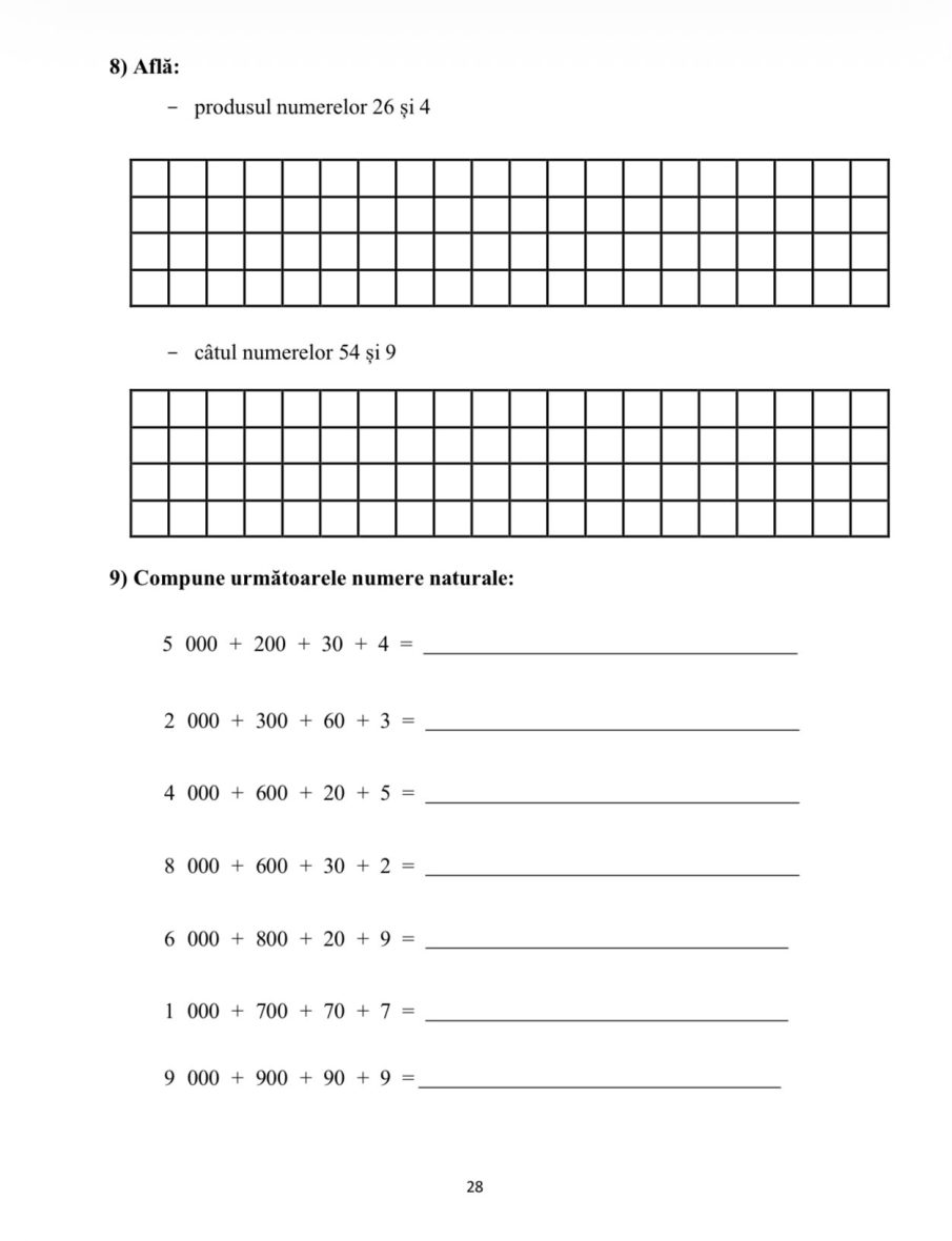 Matematică – Caiet pentru clasa a IV-a – imaginea 3